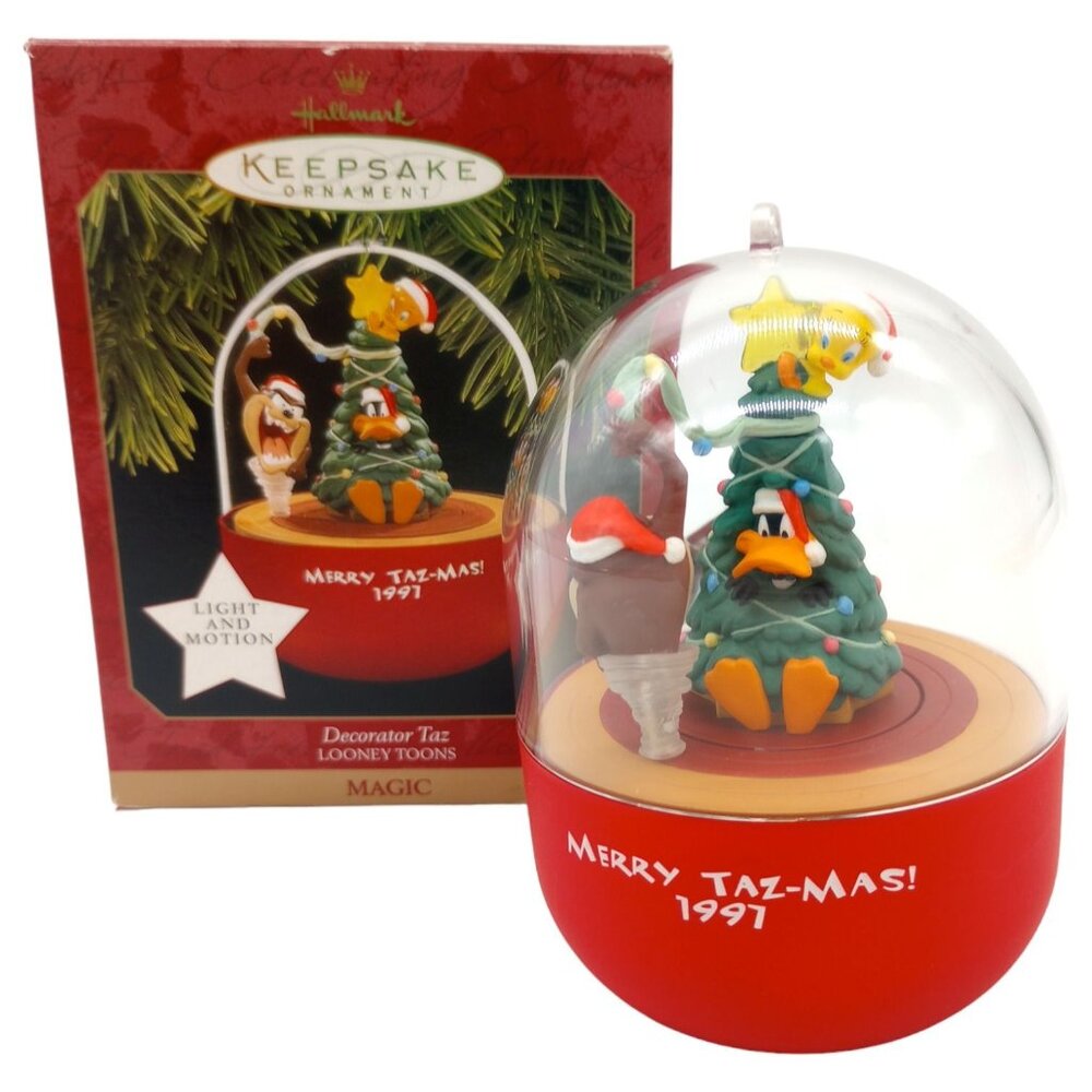 Hallmark Keepsake Ornament Decorator Taz Looney Toons Magic Light Motion 1997